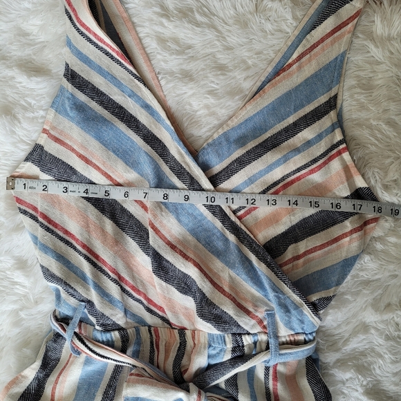 Indigo Rein Linen V-Neck Sleeveless Wide Leg Jumpsuit Size Large - Picture 15 of 16